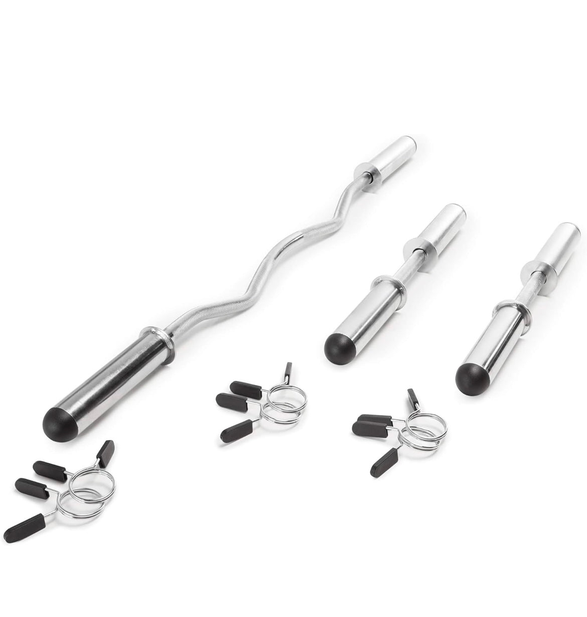 x Curl Bar and Dumbbell Handle Set with Spring Collars