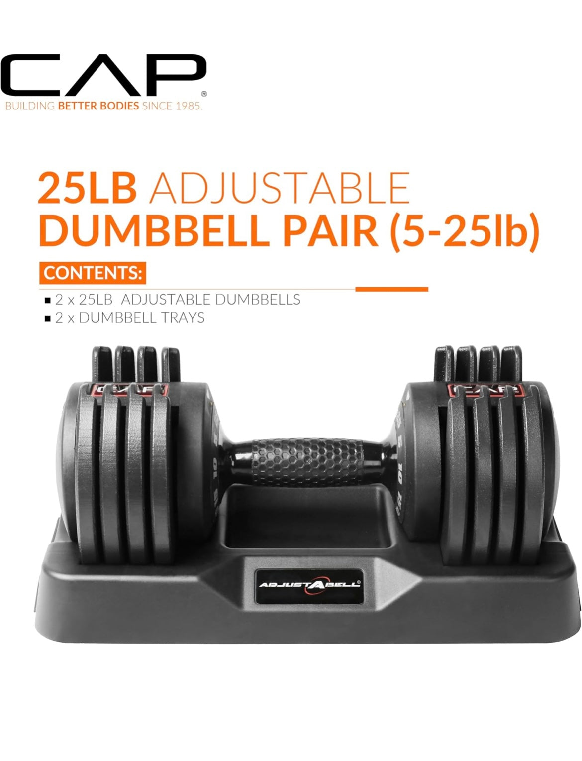 CAP Barbell ADJUSTABELL Adjustable Dumbbell Weights - Pair 5lb-25lb