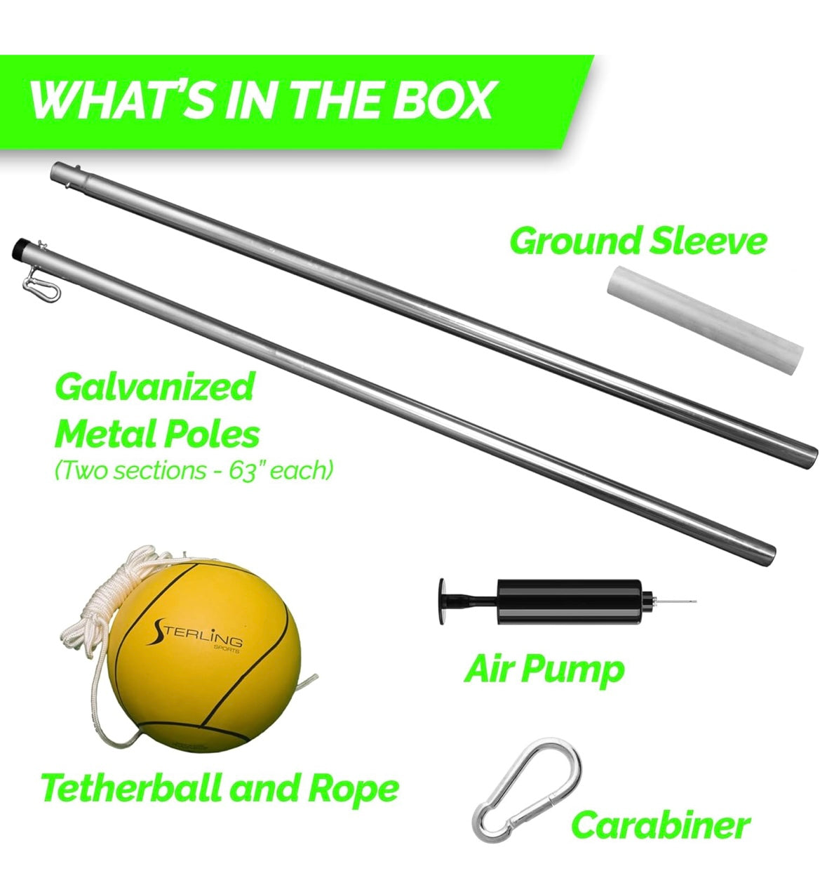 Heavy Duty Tetherball Set for Outdoor Backyard with Ball, Rope and Pole 10-1/2' Height