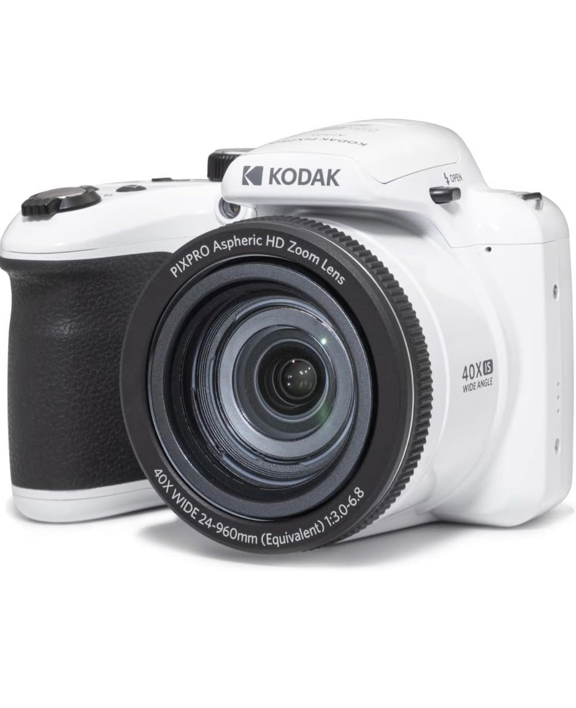 KODAK PIXPRO AZ405-WH 20MP Digital Camera 40X Optical Zoom 24mm Wide Angle Lens Optical Image Stabilization 1080P Full HD Video 3" LCD Vlogging Camera (White), Full Frame