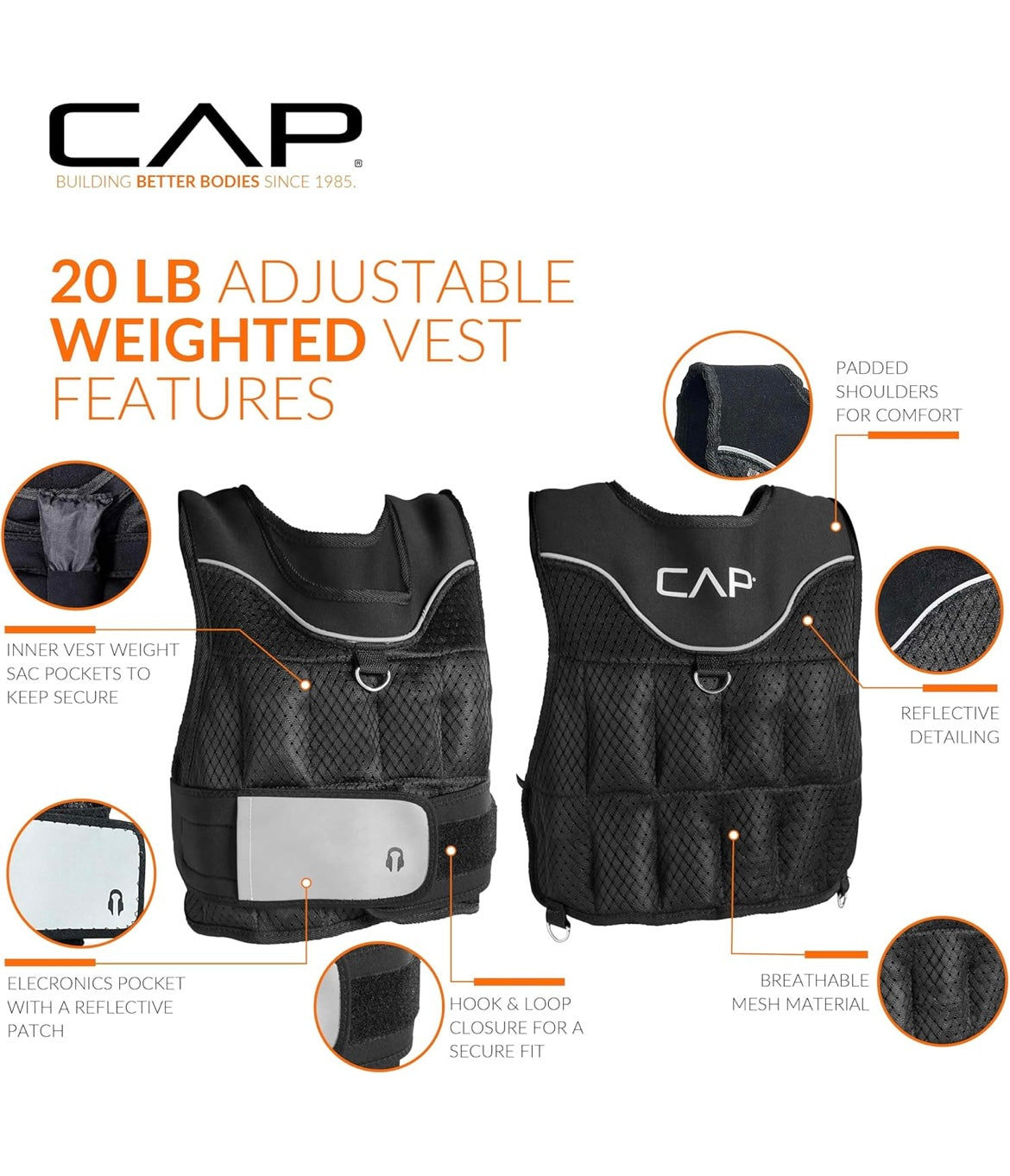 CAP Barbell Adjustable 20lb Weighted Vest
