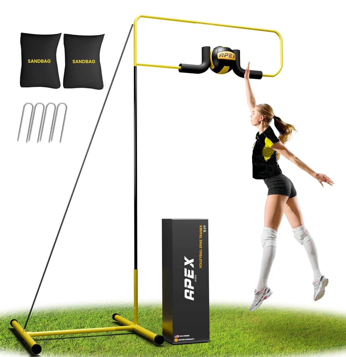 Visit the Store, Apex Sports Apex Sports Visit the Store 4.5 4.5 out of 5 stars (21) Volleyball Spike Trainer – Adjustable Solo Practice Station for Hitting & Spiking – Durable 25lb Base, Easy Ball Reload – Indoor/Outdoor Training Aid for All Skill Levels