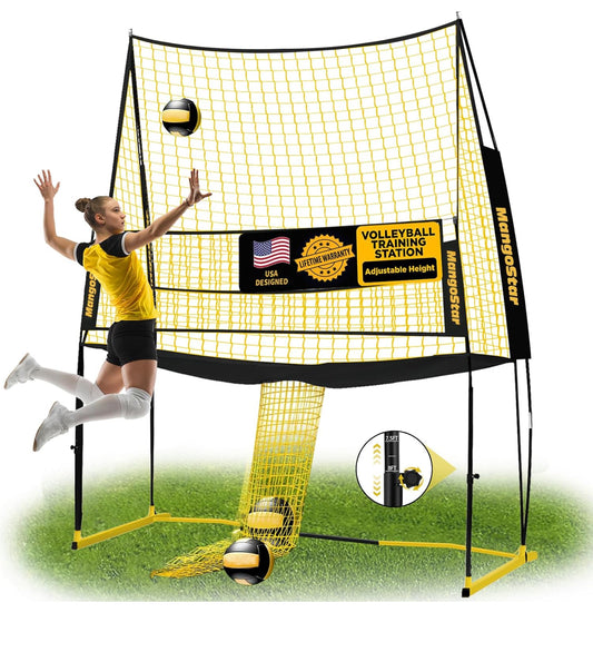 Volleyball Training Equipment, Volleyball Net System with Freely Height-Adjustable for Backyard, Volleyball Practice Net for Serving Setting Spiking, Easy Set Up for Indoor and Outdoor Use
